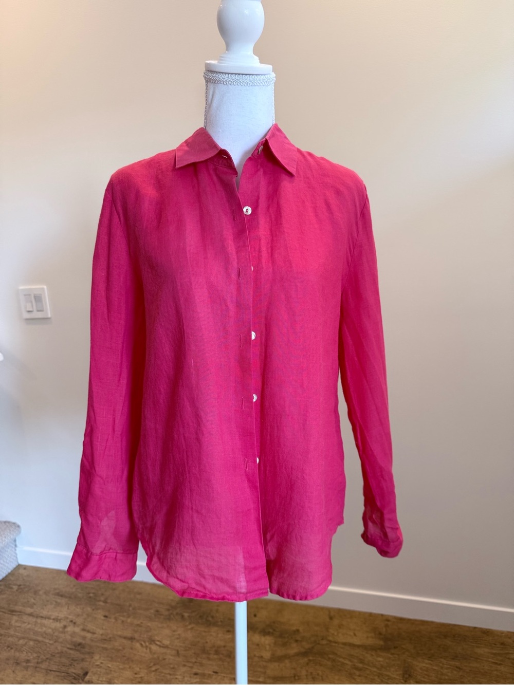 Bianca Nygard 100% Linen Button Down Shirt Nautical Cottagecore Beach size 8